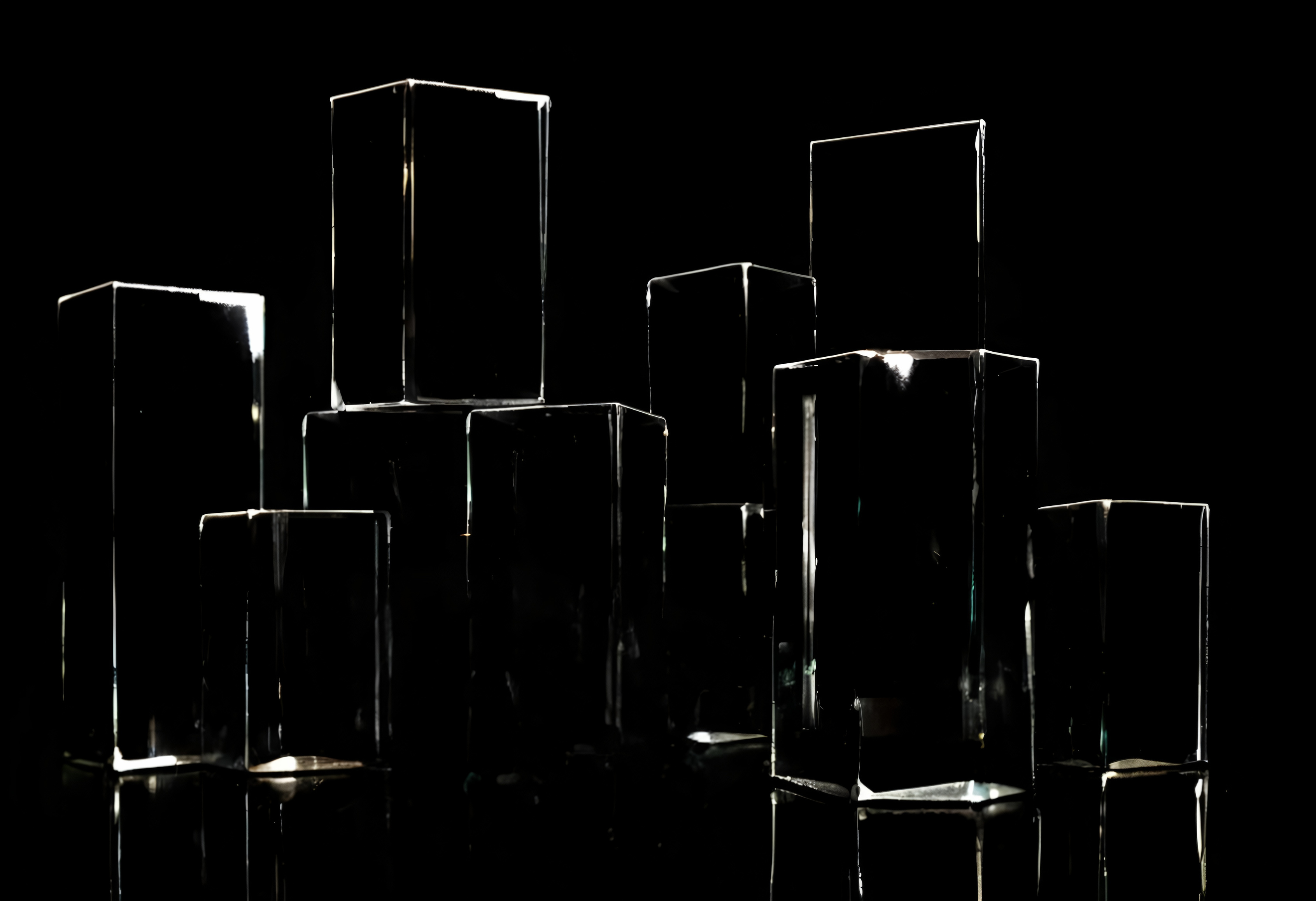 Medium Full Shot Glass Prisms On A Dark Background